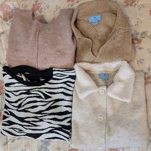 Women's Beige‎ and Black Sweater Set